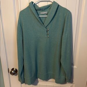 Croft & barrow 1X Teal Pullover Sweater with Button Detail
